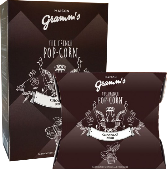 Pop-corn caramel enrobé de chocolat noir - Maison Gramm's